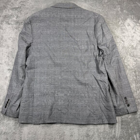 Jos A Bank Reserve Mens Plaid Sport Coat Tailored Fit Suit Blazer Gray Stretch - Picture 4 of 12